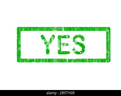 Grunge Bürostempel mit dem Wort "JA" in einem Grunge-gesprenkelten Text. (Briefe wurden individuell von Hand gestaltet und erstellt) Stock Vektor