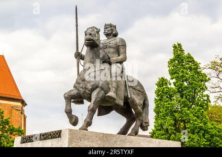 Reiterstatue von König Boleslaw Chrobry in Breslau Polen Stockfoto