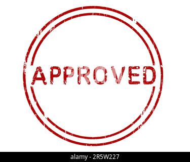 Grunge Bürostempel mit DEN genehmigten Wörtern in einem Grunge-Splitter-Text. (Briefe wurden individuell von Hand gestaltet und erstellt) Stock Vektor
