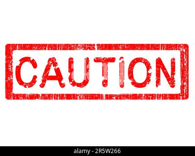 Grunge Bürostempel mit den Worten VORSICHT in einem grunge-gespritzten Text. (Die Briefe wurden speziell von Hand gestaltet und erstellt) Stock Vektor