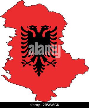 Darstellungsvektor einer Karte und Flagge aus Albanien Stock Vektor