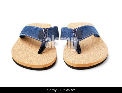 Ein Paar stylische Flip-Flops auf weißem Hintergrund Stockfoto