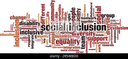 Social Inclusion – Word Cloud-Konzept. Collage aus Worten über soziale Eingliederung. Vektordarstellung Stock Vektor