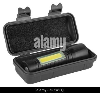 LED-Handlampe auf weißem Hintergrund in Isolierung Stockfoto