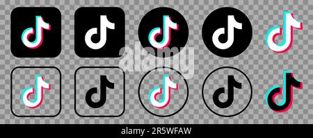 Kollektion von Tik Tok Ikonen. Logos für soziale Medien. Design kann für Web- und mobile Apps verwendet werden. Vektordarstellung auf transparentem Hintergrund isoliert Stock Vektor