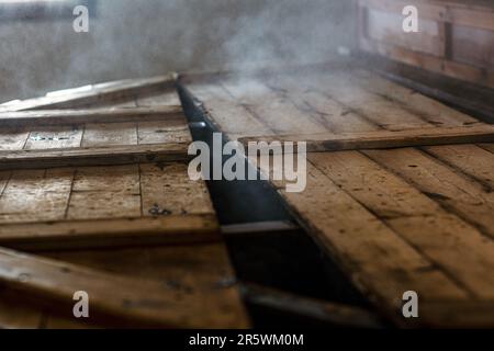 The Wash Back in der Ardbeg Distillery, Isle of Islay, Inner Hebrides, Schottland, Großbritannien Stockfoto