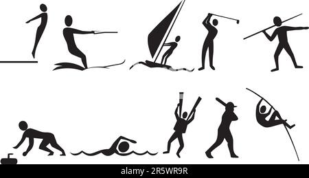 Abbildung: Silouetten für Athleten - Vektor Stock Vektor