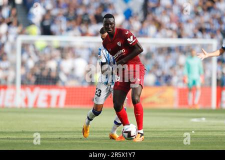 San Sebastian, Spanien. 4. Juni 2023. Pape Gueye (Sevilla) Fußball : spanisches Spiel "La Liga Santander" zwischen dem Real Sociedad 2-1 Sevilla FC in der reale Arena in San Sebastian, Spanien . Kredit: Mutsu Kawamori/AFLO/Alamy Live News Stockfoto