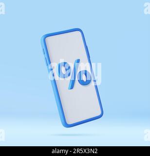 3D Telefon mit Prozentwert auf dem Bildschirm Stock Vektor