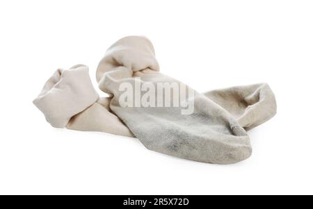Ein Paar schmutzige Socken auf weißem Hintergrund Stockfoto