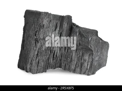 Ein Stück Kohle, isoliert auf Weiß. Mineralablagerungen Stockfoto