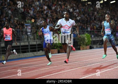 Fred Kerley (USA) gewinnt die 100-Meter-Strecke 9,94 während der Golden Gala Pietro Mennea am Freitag, 2. Juni 2023 in Florenz, Italien. (Jiro Mochizuki/Bild des Sports) Stockfoto