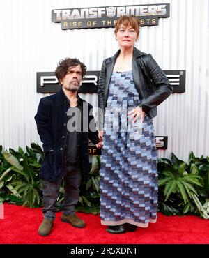 Flatbush, Usa. 05. Juni 2023. Peter Dinklage und Erica Schmidt treffen am Montag, den 5. Juni 2023 in New York City auf dem roten Teppich bei Paramount's „Transformers: Rise of the Beasts“ New York Premiere im Kings Theatre ein. Foto: John Angelillo/UPI Credit: UPI/Alamy Live News Stockfoto