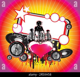 Girls and Love – Hintergrund für Musikveranstaltungen Stock Vektor