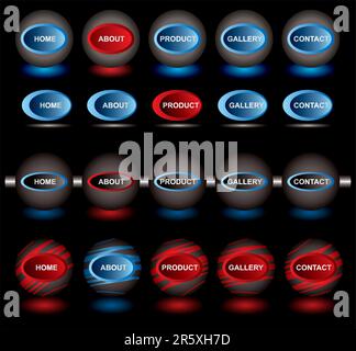 Vorlage für Navigation mit schwarzen Menüschaltflächen Stock Vektor