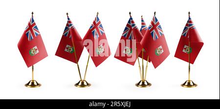 Kleine Nationalflaggen der Bermuda auf weißem Hintergrund. Stockfoto