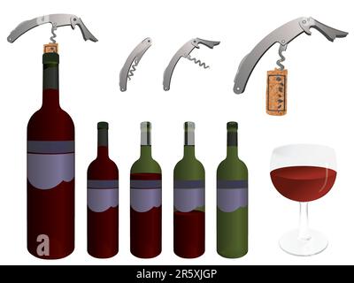 Teil meiner Weinsammlung. Bitte überprüfen Sie mein Portfolio, um weitere Informationen aus der Serie zu erhalten. Stock Vektor