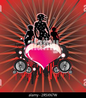 Girls and Love – Hintergrund für Musikveranstaltungen Stock Vektor