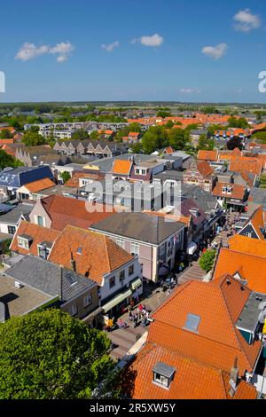 Den Burg, Blick von der Kirche, Insel Texel, Nordholland, Niederlande Stockfoto