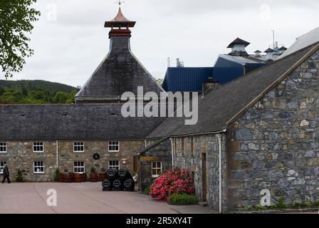 Schild, Glenfiddich Whisky Distillery, Dufftown, Schottland, Vereinigtes Königreich Stockfoto