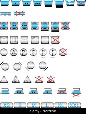 Symbolsatz von Waschsymbolen/cmyk-Farbe/Vektor Stock Vektor