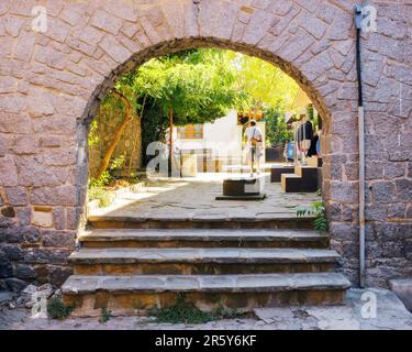 Ganz oben. Hintergrund des Architekturelements Stockfoto