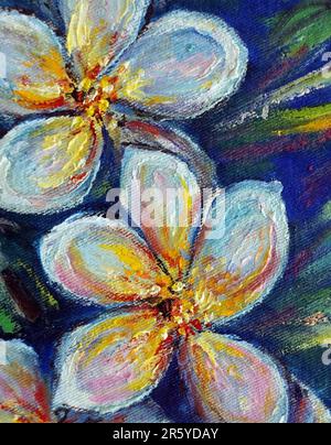 Kunstölmalerei bunte Plumeria-Blume, Frangipani-Blume Stockfoto