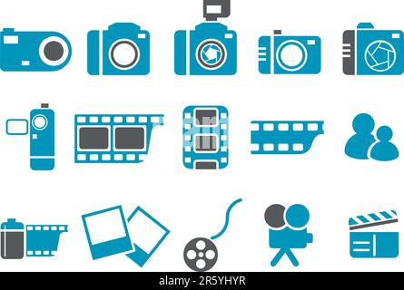 Vektorsymbole - Blaue Serie, Fotosammlung Stock Vektor
