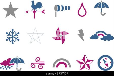 Vector Icons Paket – Blue-Fuchsia Serie, Wetterkollektion Stock Vektor