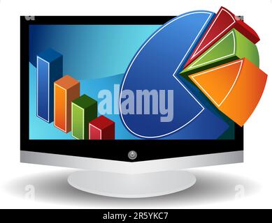 3D Diagramme aus einem Flachbildschirm-Fernseher. Stock Vektor