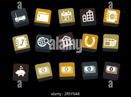 Vector Icons Pack – Serie Gelb-Braun-Blau, Unternehmenskollektion Stock Vektor