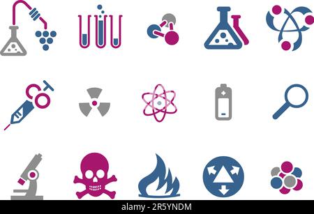 Vector Icons Pack - Blue-Fuchsia Serie, Forschungssammlung Stock Vektor