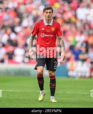 03. Juni 2023 – Manchester City gegen Manchester United – Emirates FA Cup-Finale – Wembley Stadium Manchester United's Victor Lindelof während des FA Cup-Finales 2023. Bild : Mark Pain / Alamy Live News Stockfoto