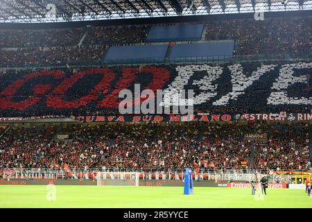 Mailand Juni 04 2023 Stadio G Meazza Italienische Meisterschaftsserie A Tim 2022/23 AC Mailand - Verona auf dem Foto : Koreographie für zlatan ibrahimovic Stockfoto