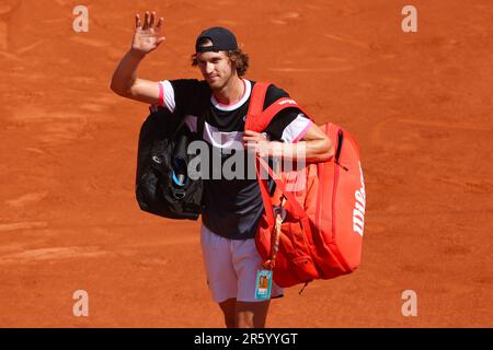 Nicolas Jarry von Chile während der French Open 2023, Roland-Garros 2023, Grand-Slam-Tennisturnier, am 7. Juni 2023 im Stade Roland-Garros in Paris, Frankreich - Foto: Jean Catuffe/DPPI/LiveMedia Stockfoto