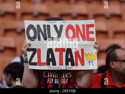 Mailand Juni 04 2023 Stadio G Meazza Italienische Meisterschaftsserie A Tim 2022/23 AC Milan - Verona auf dem Foto : Banner für zlatan ibrahimovic Stockfoto