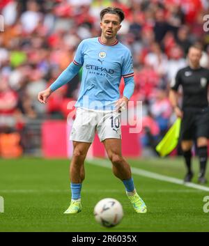 03. Juni 2023 – Manchester City gegen Manchester United – Emirates FA Cup Final – Wembley Stadium Manchester City's Jack Grealish während des FA Cup Finales 2023. Bild : Mark Pain / Alamy Live News Stockfoto