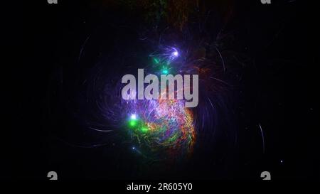 galaxie-Weltraumszene mit Planeten, Sternen und Galaxien. Banner-Galaxien-Vorlage. Viele Nebeln und Galaxien im Weltraum, viele Lichtjahre entfernt. Tiefes Universum. Stockfoto