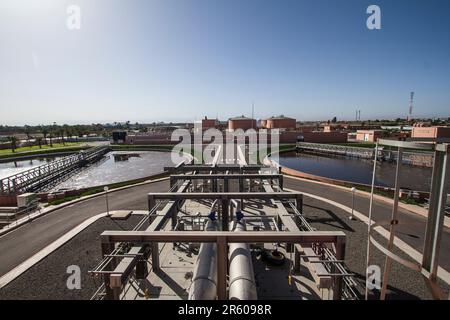 Abwasserlösungen: Die Technologie hinter dem Werk Waterleau in Marrakesch Stockfoto