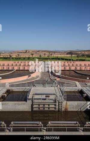 Abwasserlösungen: Die Technologie hinter dem Werk Waterleau in Marrakesch Stockfoto