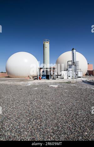 Umwelttechnologie in Aktion: Anaerobe Gärrückstände in Marrakeschs Werk Waterleau Stockfoto