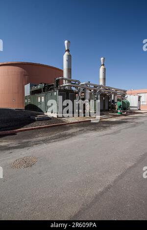 In der Abwasseraufbereitungsanlage Waterleau: Technische Anlagen von Marrakesch Stockfoto