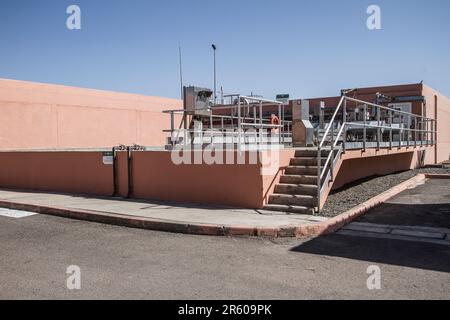 In der Abwasseraufbereitungsanlage Waterleau: Technische Anlagen von Marrakesch Stockfoto