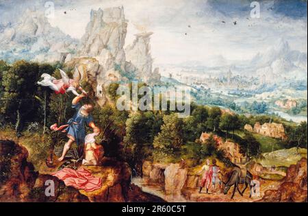 Herri traf de Bles, Landscape, mit dem Angebot von Isaac, um 1540 in Öl zu malen Stockfoto