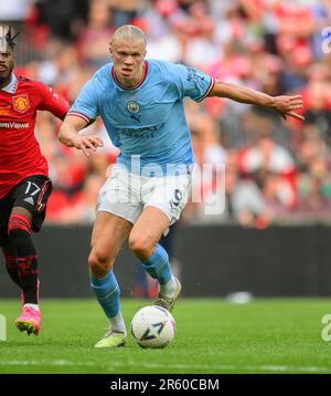 03. Juni 2023 – Manchester City/Manchester United – Emirates FA Cup Final – Wembley Stadium Manchester City Erling Haaland während des FA Cup Finales 2023. Bild : Mark Pain / Alamy Live News Stockfoto