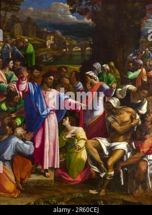 Die Aufzucht von Lazarus, Ölgemälde auf Leinwand von Sebastiano del Piombo, 1517-1519 Stockfoto