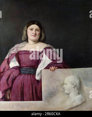 Porträt einer Dame (La Schiavona), Ölgemälde auf Leinwand von Tizian, Tiziano Vecellio, 1510-1512 Stockfoto