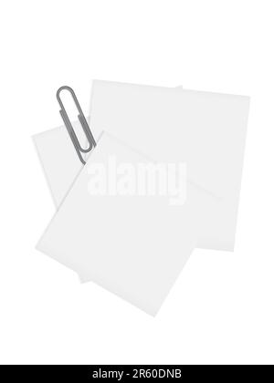 Zettel aus Papier mit einer grauen Büroklammer auf einem leeren Hintergrund Stock Vektor