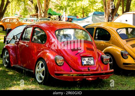 17. Juli 2022 Eskisehir Türkei. VW-Käfer-Versammlungslager in Saricakaya Eskisehir Türkei Stockfoto