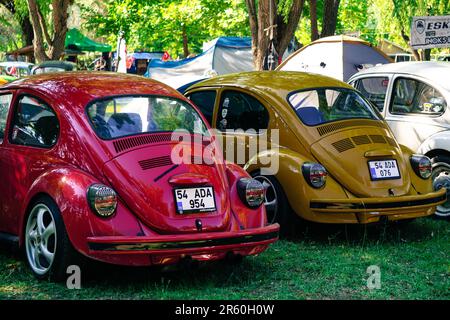 17. Juli 2022 Eskisehir Türkei. VW-Käfer-Versammlungslager in Saricakaya Eskisehir Türkei Stockfoto